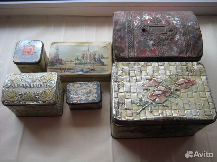 Жестяные коробочки из-под чая СССР