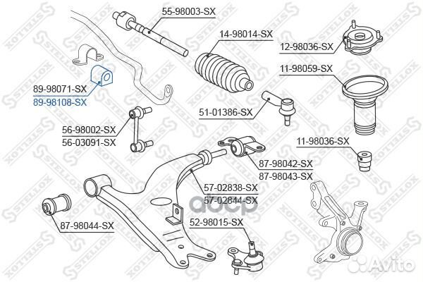 89-98108-SX втулка стабилизатора переднего цент