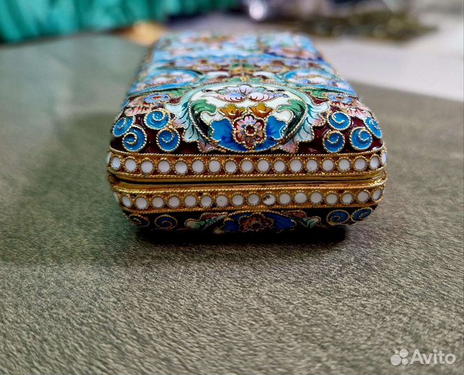 Портсигар. Серебро 84проба. Эмали