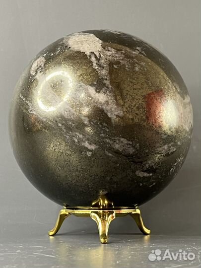 Сфера пирит с кварцем 107 мм (6)