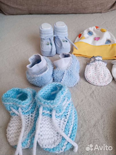 Шапка шлем чепчик пинетки носки царапки