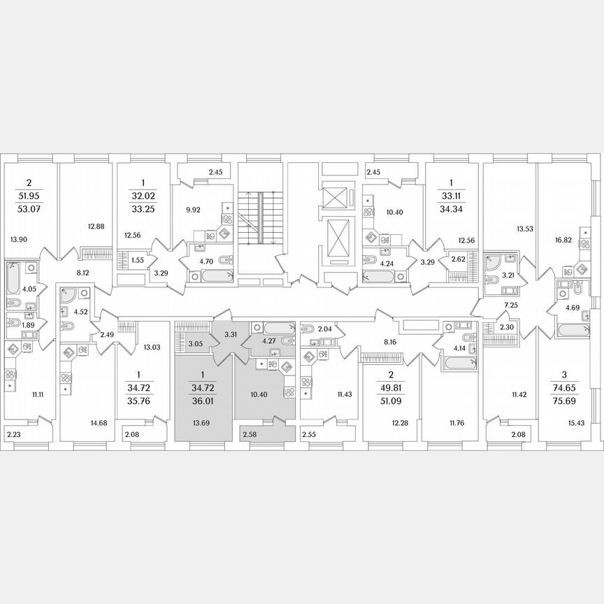 1-к. квартира, 36 м², 2/14 эт.