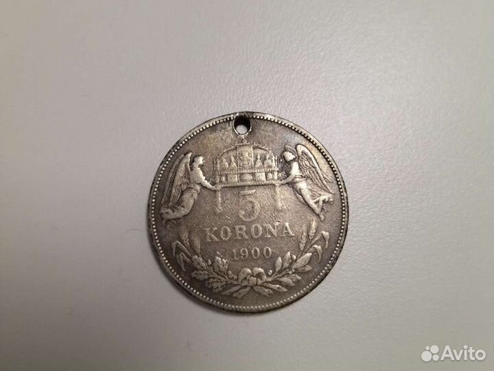 Серебряная монета 5 korona 1900