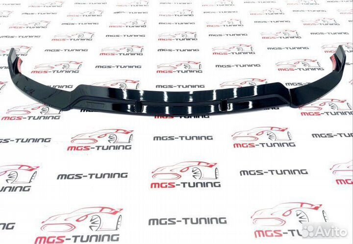 Губа переднего бампера W205 рест черный глянец