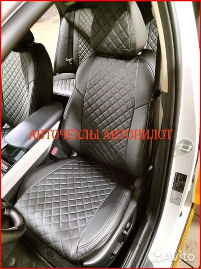 Чехлы Автопилот Kia K5 из экокожи чёрные Ромбббббб