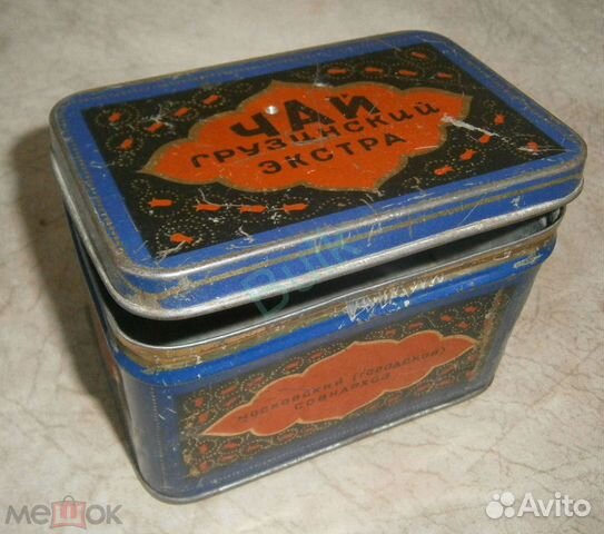 Жестяная банка чай грузинский экстра. СССР. гост