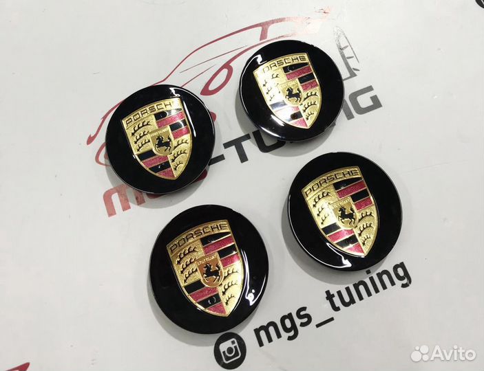 Колпачки в ступицу Porsche черные 76м. 4 шт