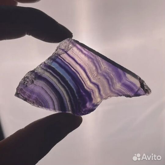 Срез/Спил радужного флюорита, полирован, 8 см/1 см