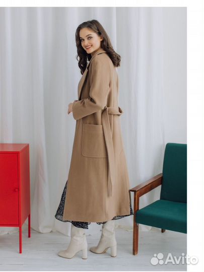 Пальто бежевое, шерсть