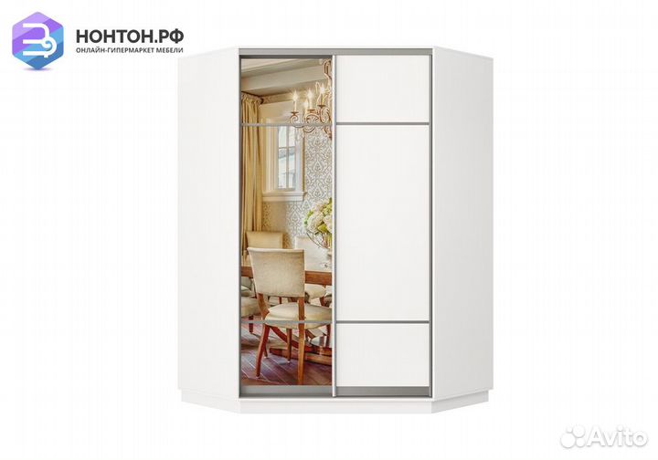 Шкаф-купе угловой двухдверный Нави белый