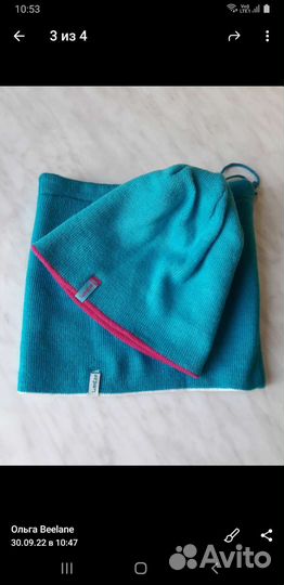 Двухсторонний комплект шапка + снуд