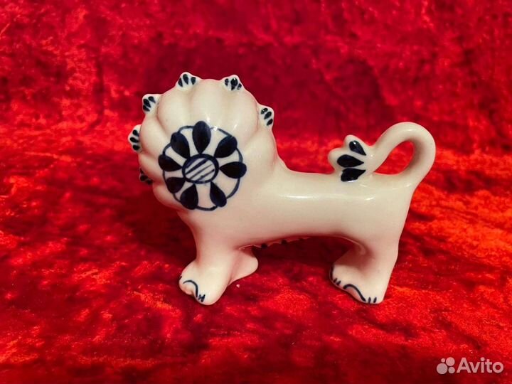 Статуэтка Лев гжель СССР