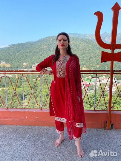 Индийский костюм (туника+брюки+шарф(дупатта)