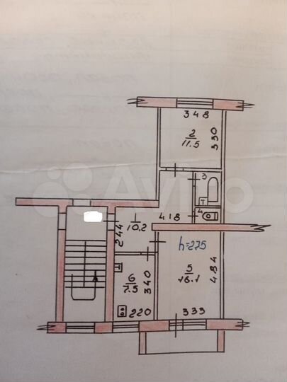 2-к. квартира, 49,1 м², 2/5 эт.