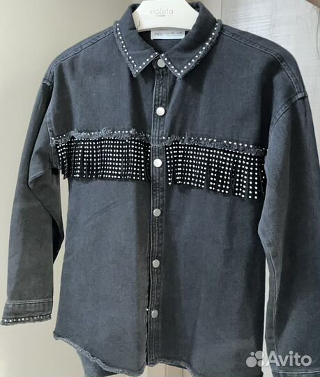 Джинсовка с бахромой zara, для девочки 140