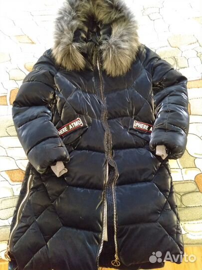 Зимняя куртка на девочку + зимняя шапка