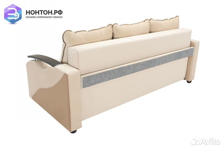 Диван еврокнижка Венеция бежевый / коричневый