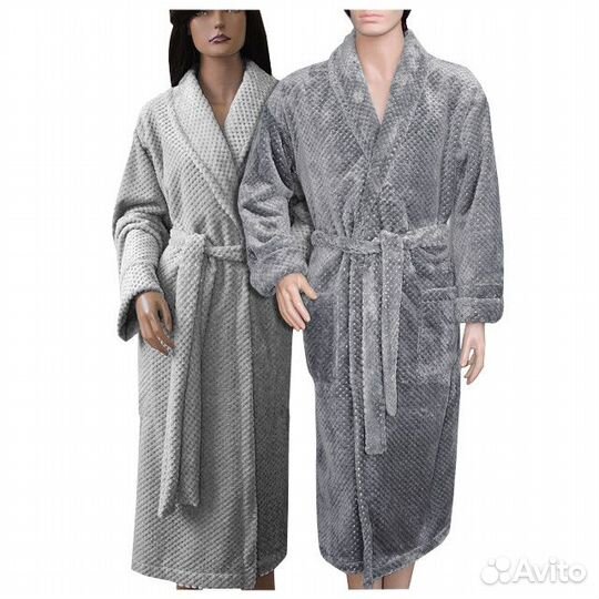 Халат велсофт р-р 48-50 серый, арт.твт-М-4850
