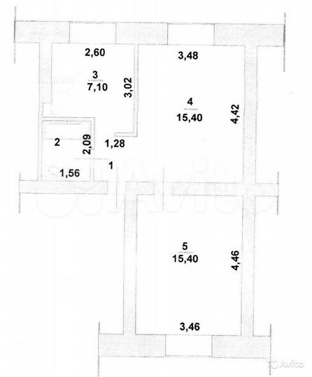 2-к. квартира, 43 м², 2/2 эт.
