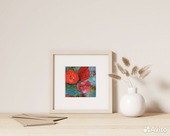 Картина маслом цветы пионы тюльпаны маки