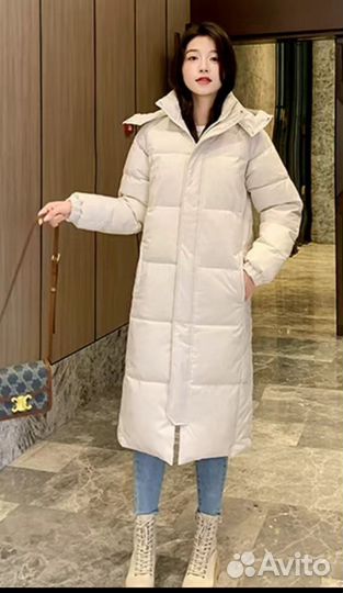 Пуховик зимний длинный женский