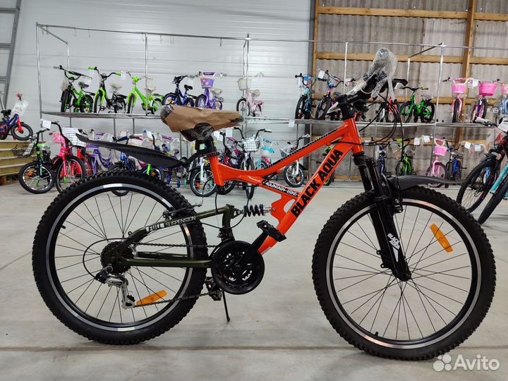 Велосипед горный 24 black aqua оранжевый