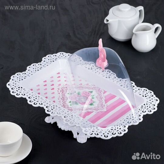 Блюдо для торта и пирожных прямоугольное с крышкой