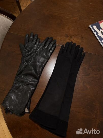 Перчатки женские длинные зимние кожаные