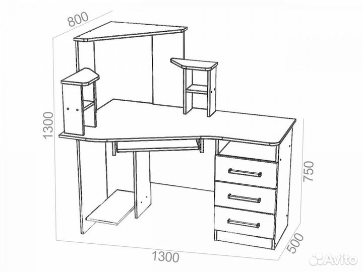 Стол компьютерный Каспер 1,3м венге\лоредо