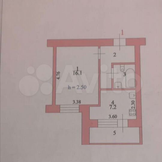 1-к. квартира, 32,2 м², 1/9 эт.