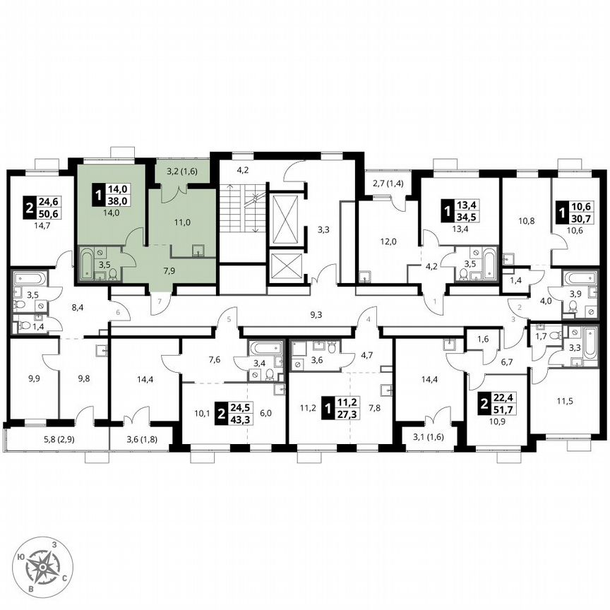 1-к. квартира, 38 м², 20/24 эт.