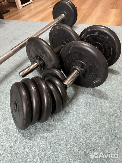 Штанга, блины, гантели