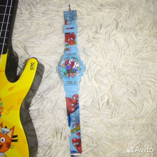 Детская гитара игрушка, часы электронные детские