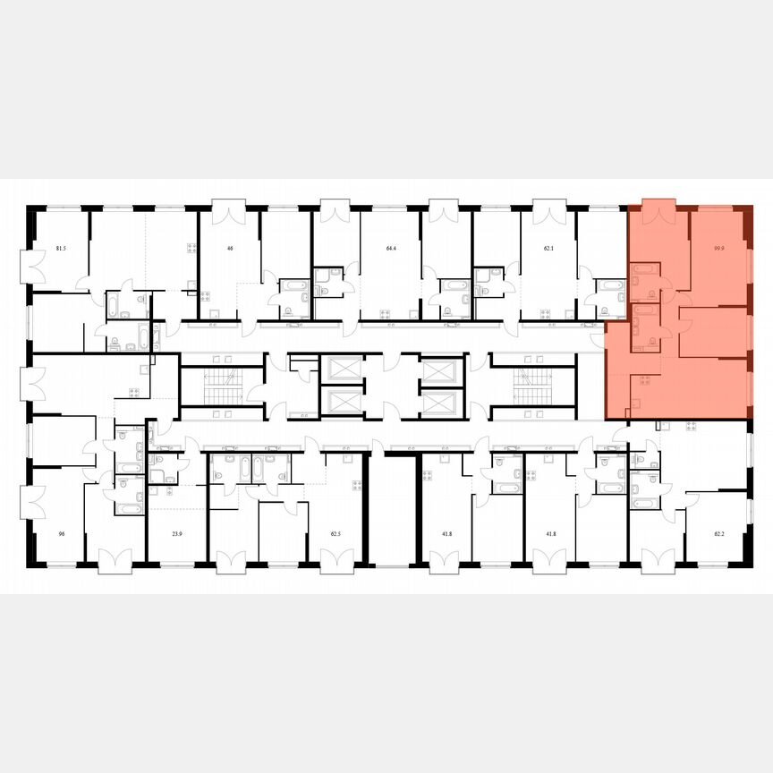 3-к. квартира, 99,1 м², 2/24 эт.
