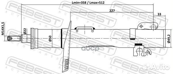 Амортизатор передний газовый Audi A1, VW Polo