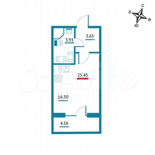Квартира-студия, 25,5 м², 18/22 эт.