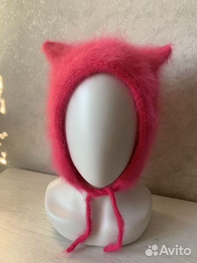 Чепчик (коточепчик) с ушками из пуха норки