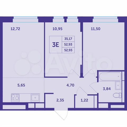 3-к. квартира, 52,9 м², 14/25 эт.