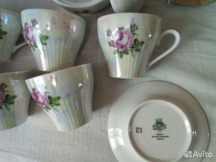 Сервиз кофейный фарфор Роза гдр на 6 персон