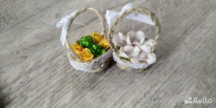 Магнит корзинка с цветами Handmade