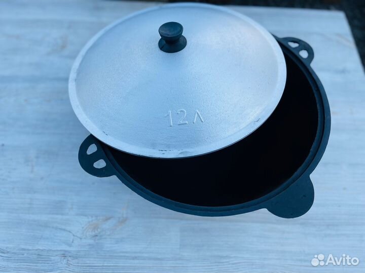 VIP Казан чугунный 12 литров обожжённый