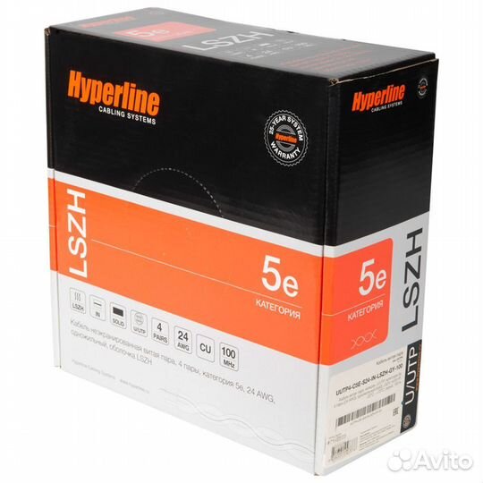 Кабель Hyperline uutp4R-C5E-S24-IN-lszh-GY-100 (100м) Кабель витая пара, неэкранированный U/UTP, кат
