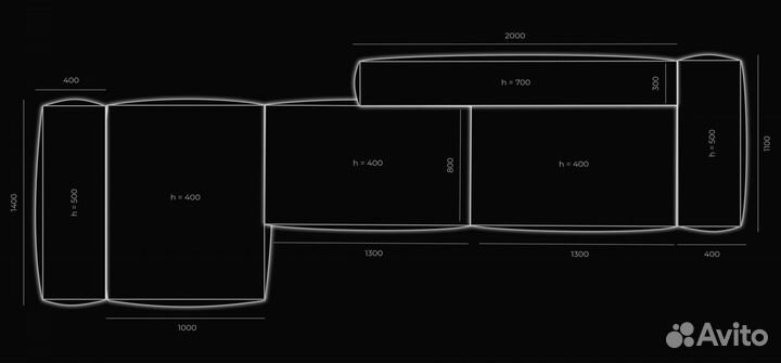 Диван прямои 4400х1700 мм