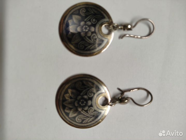 Серьги серебряные с чернением времён СССР