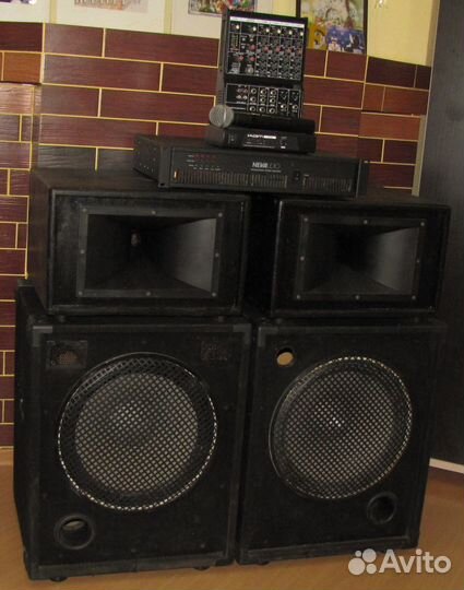 Колонки C-Mark 1100W 4шт Усилитель Микшер Микрофон