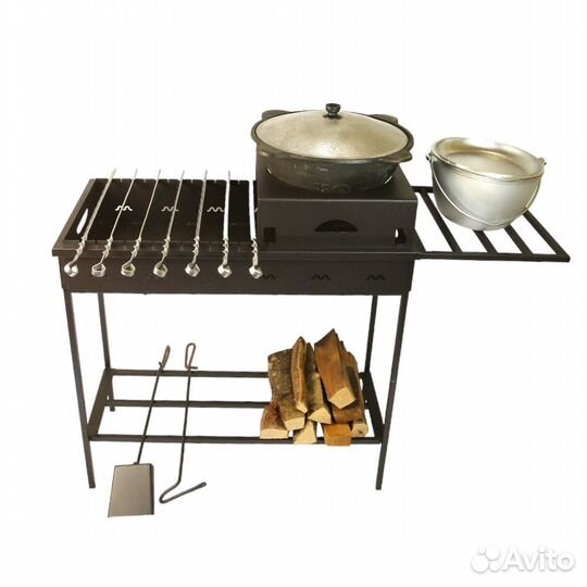 Мангал с печкой под казан 3мм 750х 430