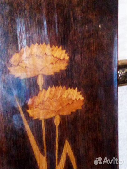 Панно плакетка Ваза Гвоздики. Инкрустация. СССР 60