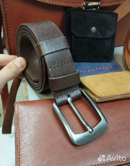 Мужской кожаный ремень ручной работы
