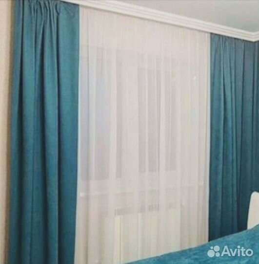Шторы канвас бирюза