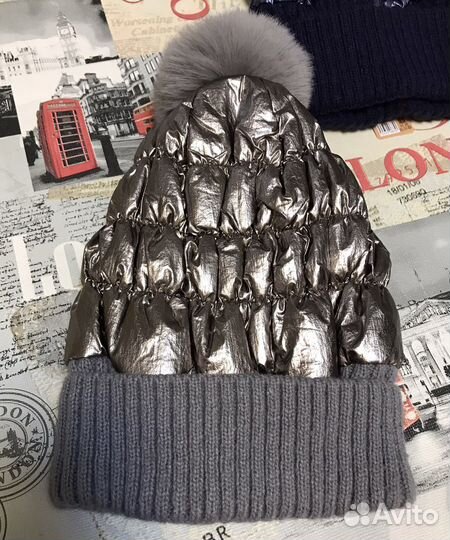 Шапка зимняя из нейлона на флисе